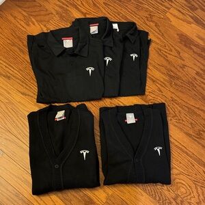 3 Tesla Men's XS Polo Shirts in Classic Black 2 Cardigans XS & S
